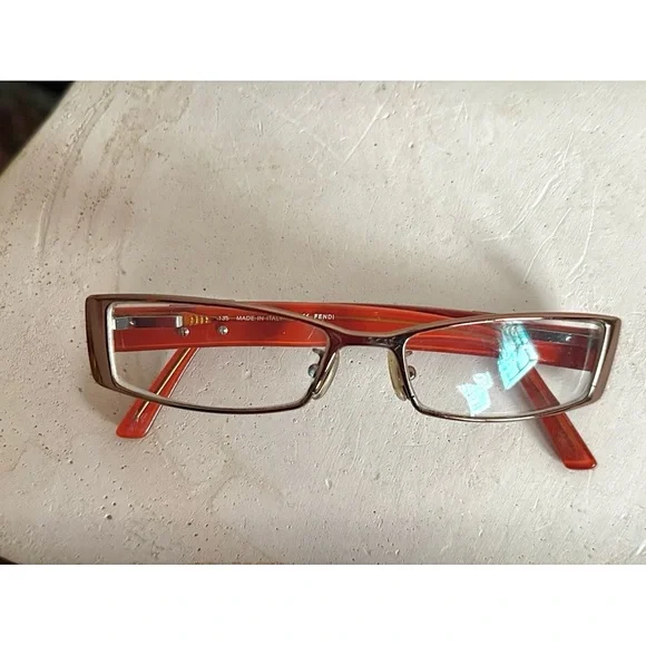 Fendi Womens Eye Glasses Frames Used good Condition Orange Brown - Picture 10 of 16